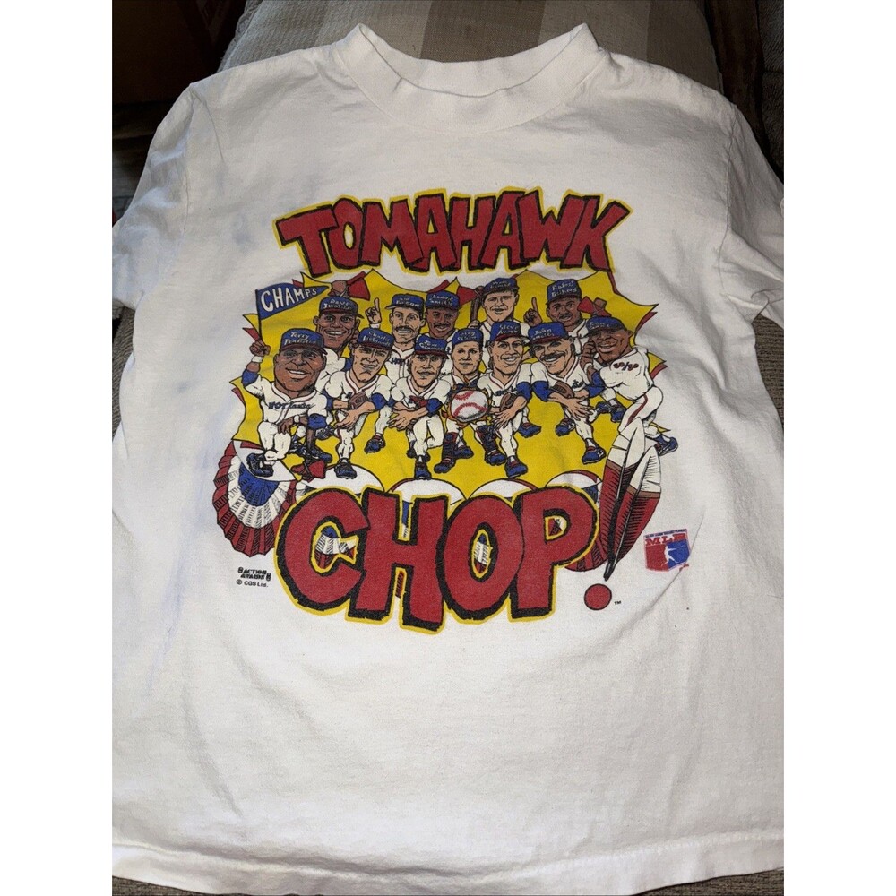 Vintage MLB Atlanta Braves "Tomahawk Chop"  Baseball T-shirt 1990's Sz Large